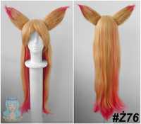 Ahri Star Guardian LoL Peruka żółta blond ombre z uszkami cosplay