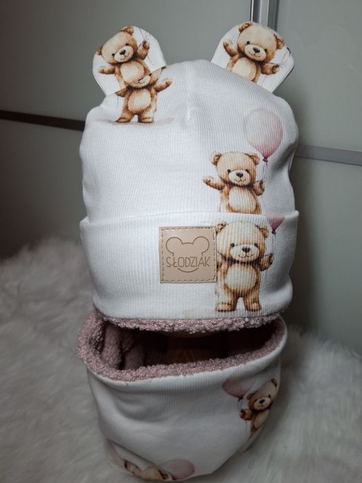 Zimowe ocieplane komplety czapka komin lub chusta