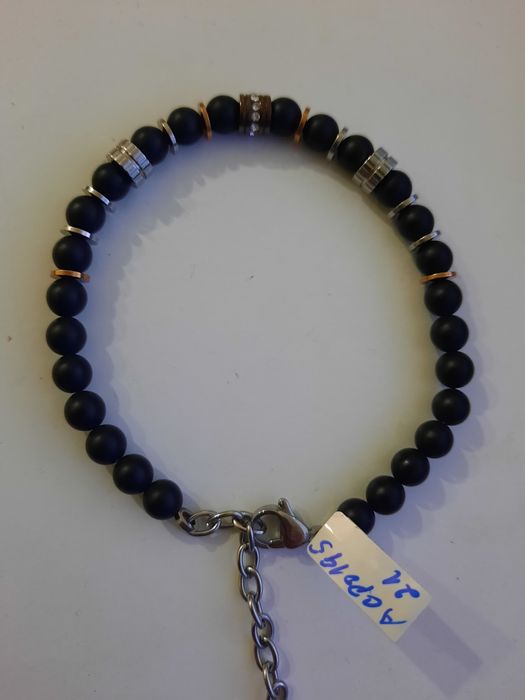 Pulseira homem aço e couro variadas