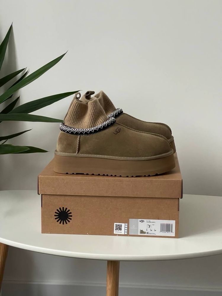 Трендові зимові угі Ugg Tasman Platform Sock Beige угі тасман