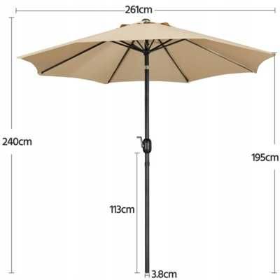 Parasol tarasowy/ogrodowy/ balkonowy Yaheetech beże i brązy 260 x 240