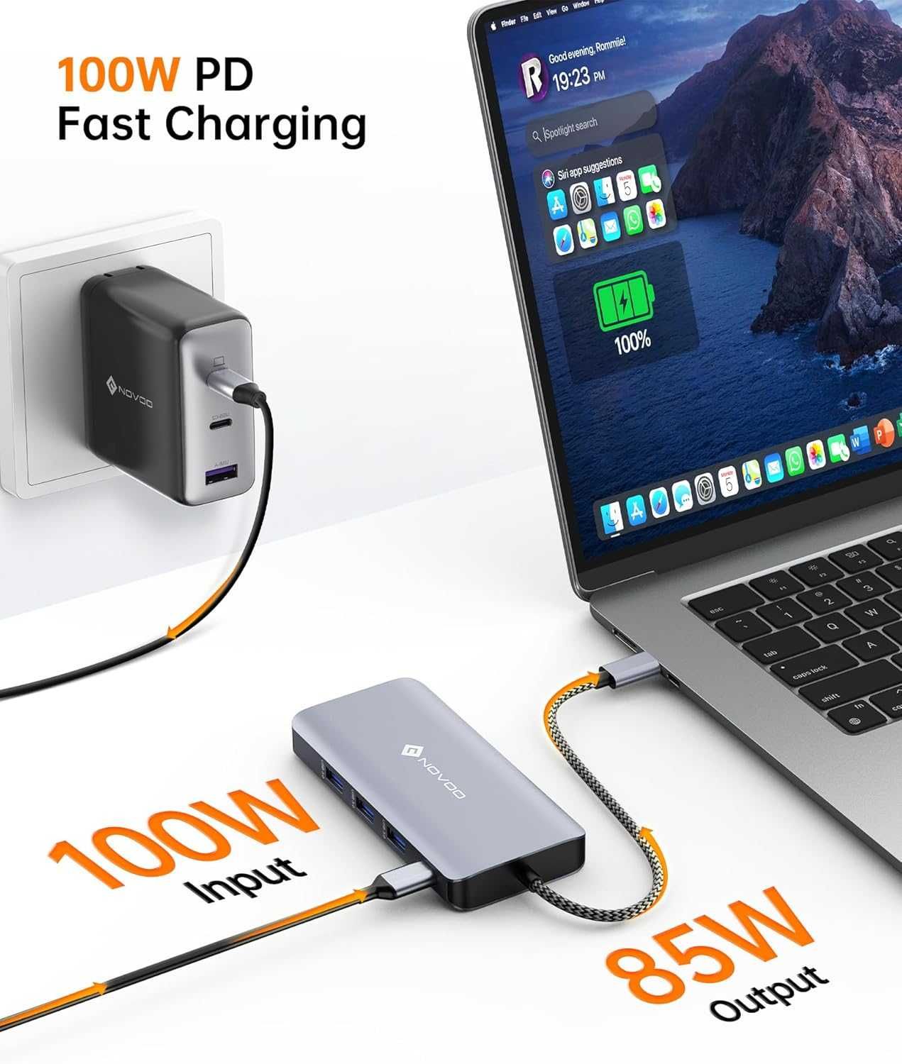 NOVOO 11w1 –Stacja dokująca USB-C z obsługą potrójnego wyświetlacza 4K