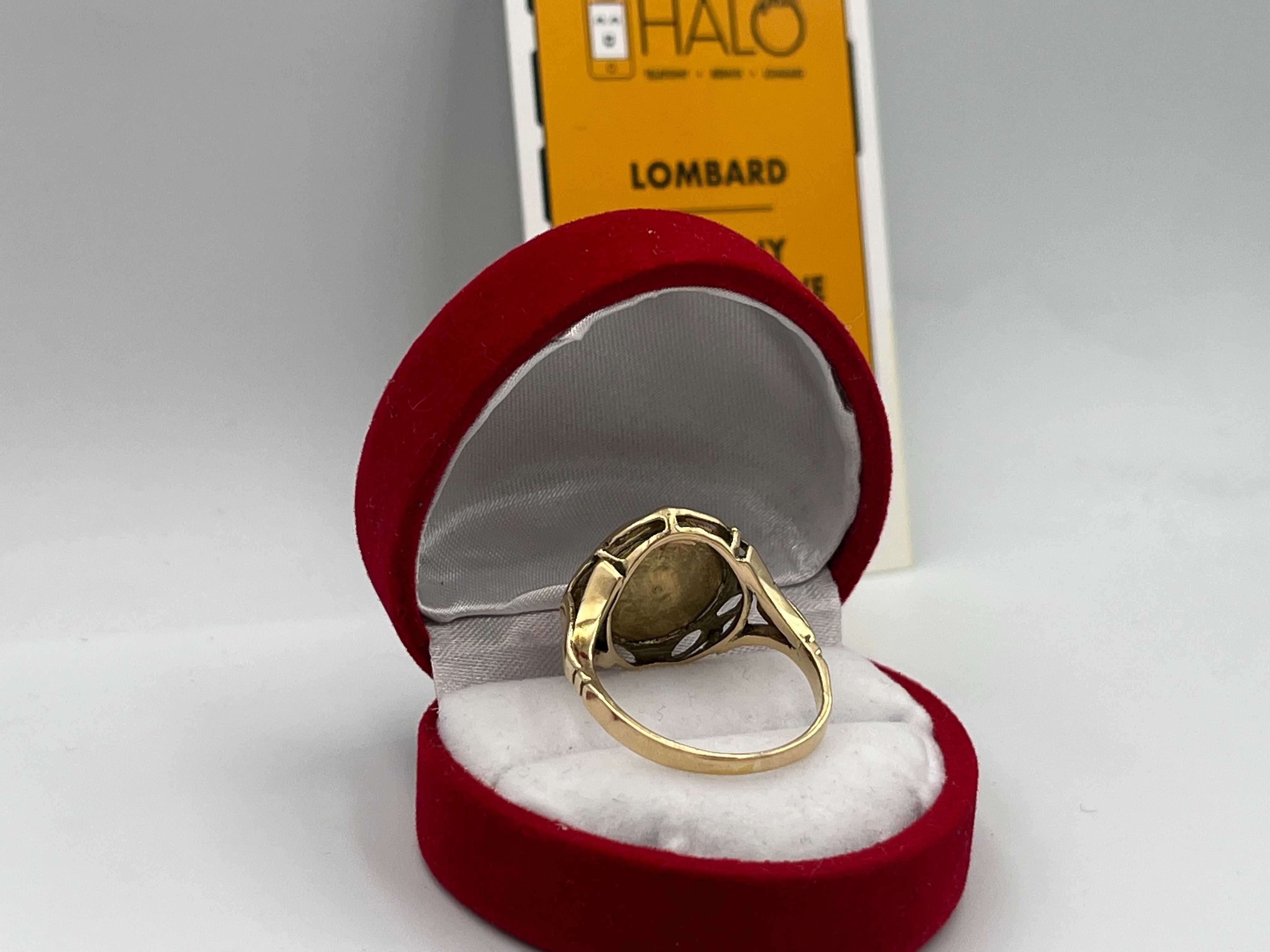 Złoty pierścionek 14K z koralem, Lombard Halo gsm Łódź