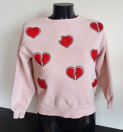 Jasno różowa bluza w serduszka Zara Girl