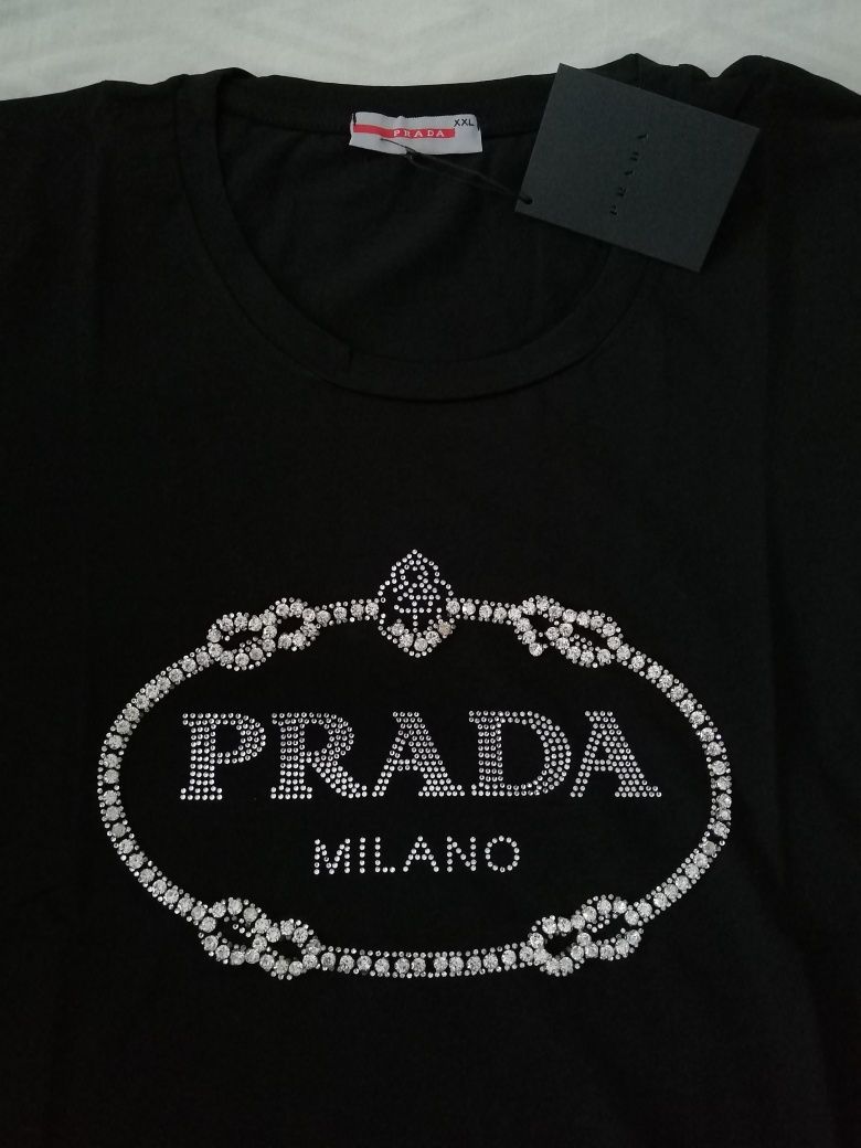 NOWA damska koszulka Prada t-shirt Milano pp bluzka czarna XXL 44