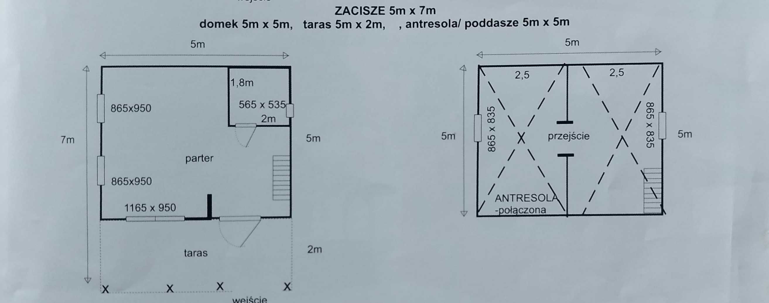 domek drewniany, do 35m2, letniskowy, ogrodowy, z poddaszem, antresola