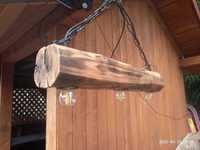 Lampa Wisząca rustykalna z belki drewna loft retro żyrandol OKAZJA
