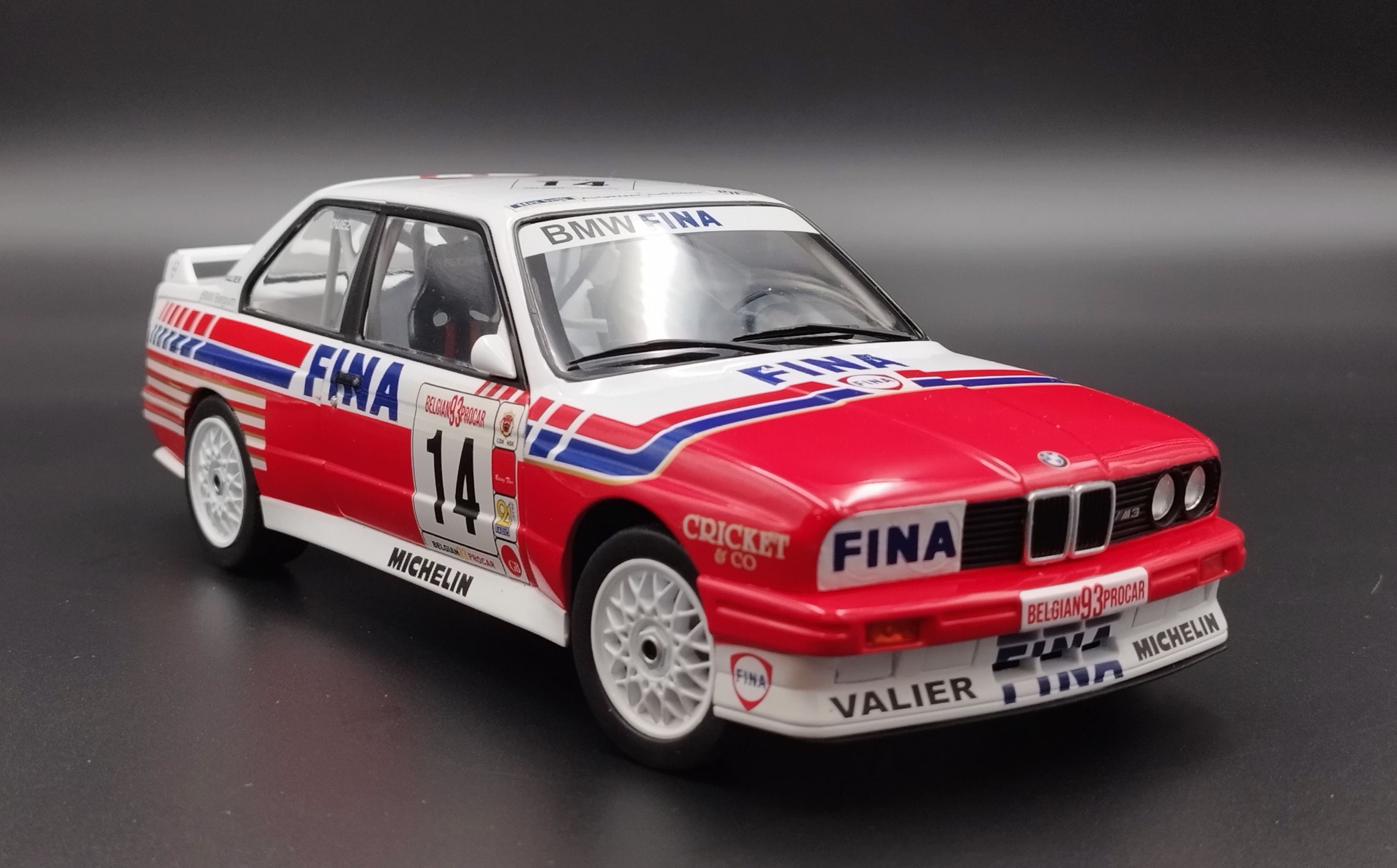 1:18 Solido 1993 BMW E30 M3 #14 FINA Belgium Procar + kalki Bastos