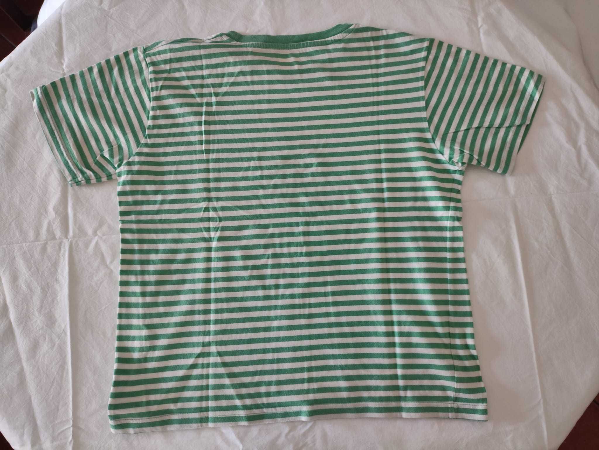T-shirt ZY listrada verde/branco