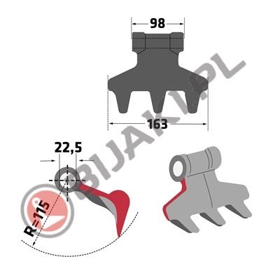 Bijak młotkowy RM-41 kosiarka bijakowa mulczer Tortella