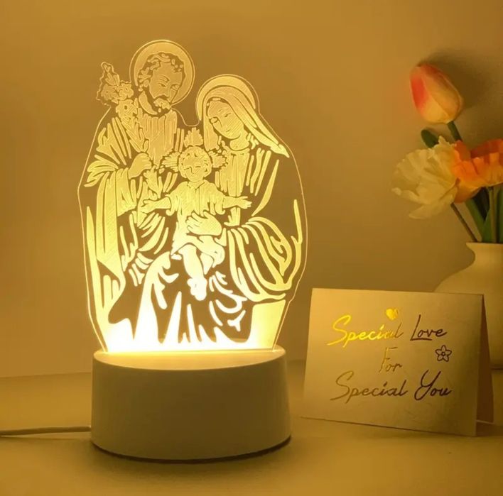 "Święta Rodzina"-przepiękna lampka 3D!Brelok z aniołkiem gratis.