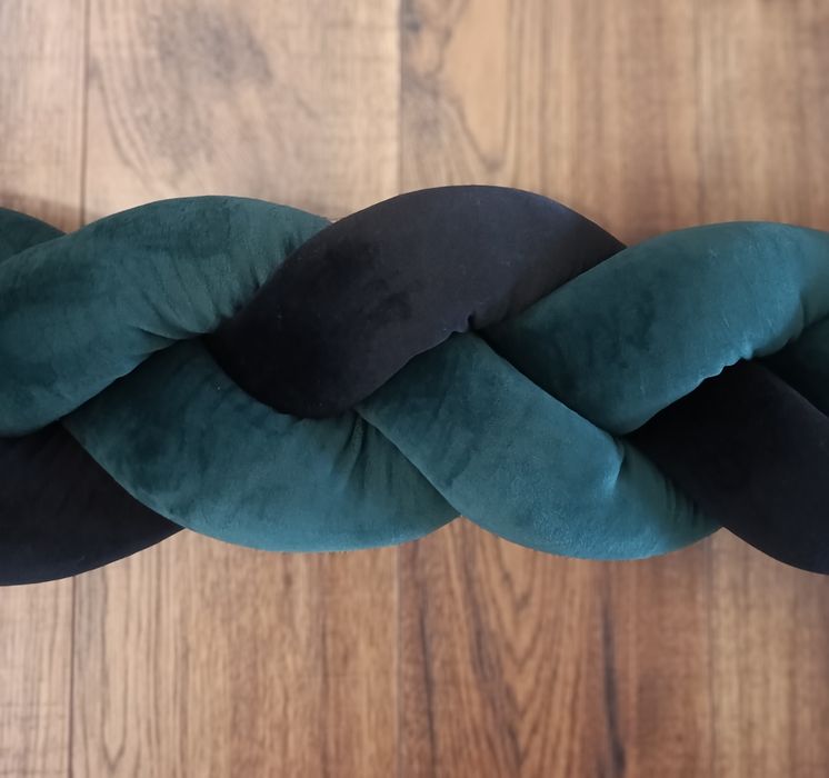 Warkocz ochraniacz do łóżeczka welur butelkowa zieleń 400 cm