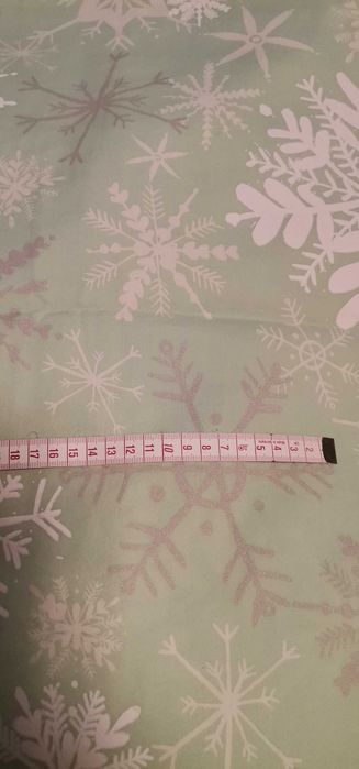 Obrus 190x120cm. Gruba Bawełna, Miętowy, gwiazdki, śnieżynki