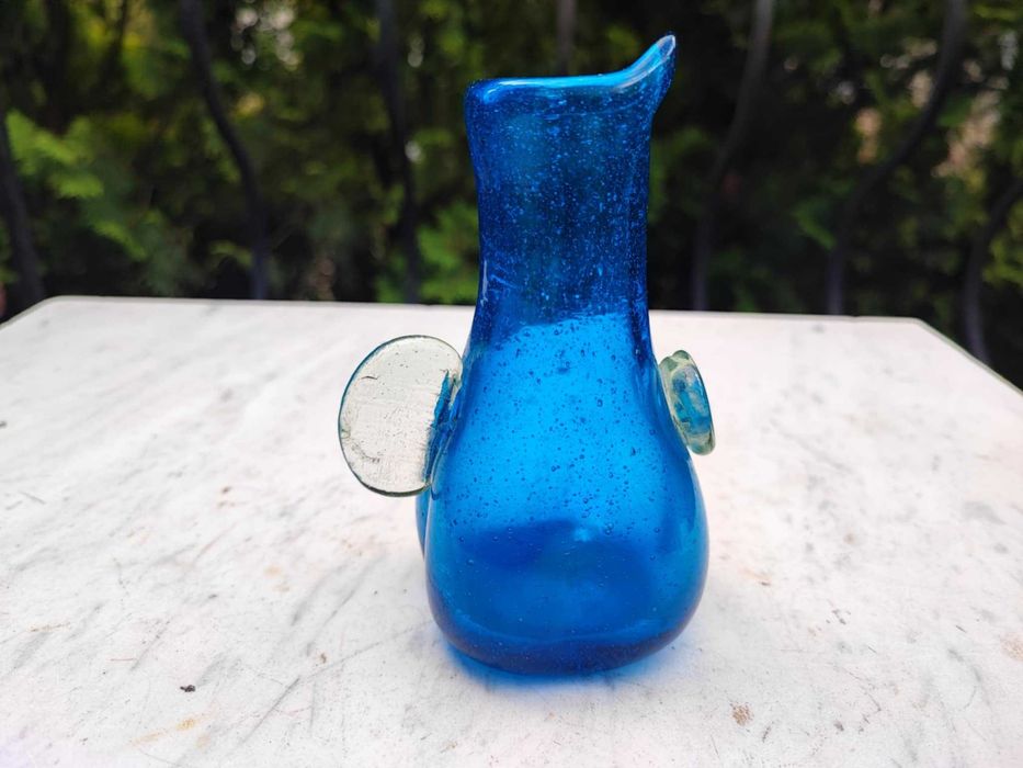 Wazon szklany niebieski,vintage lat 60-70,Murano
