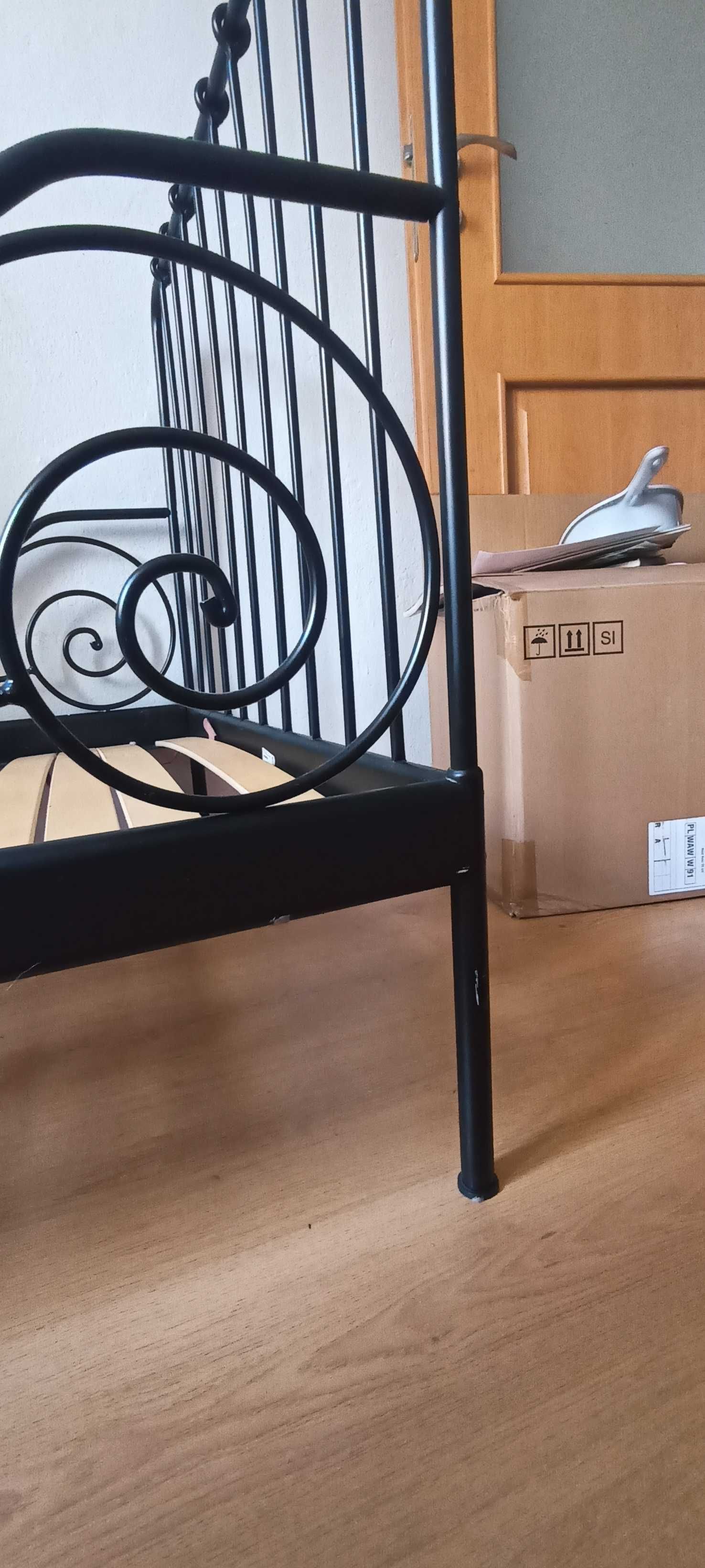 Czarna metalowa rozsuwana rama łóżka Ikea Minnen 80x200cm