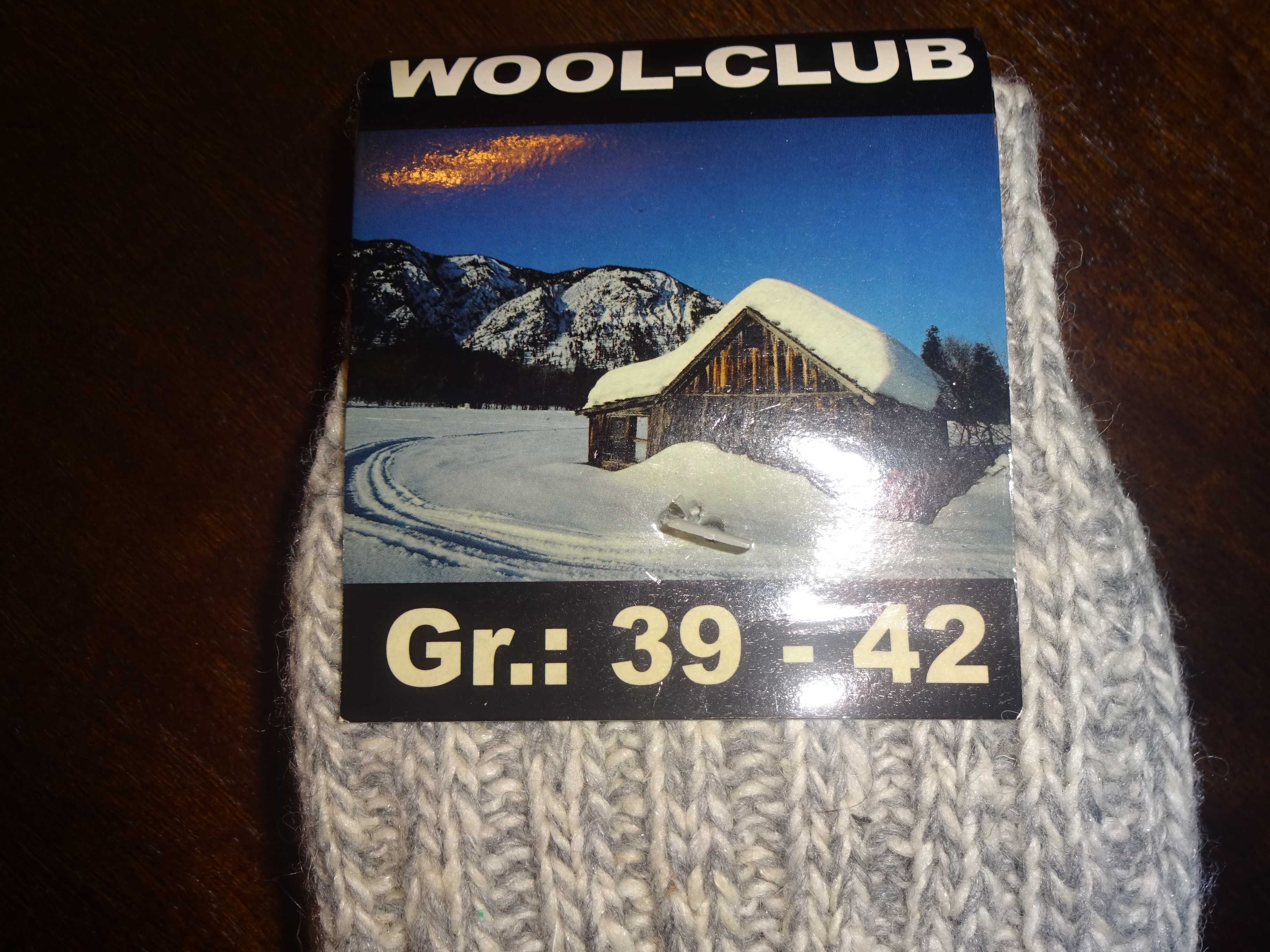 WOOL - CLUB wełniane szare grube ciepłe skarpetki 70% Wolle 39-42