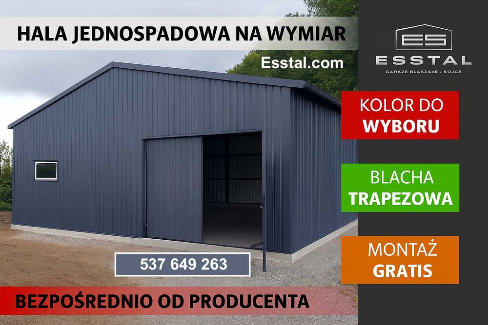 Garaż Grafit + Brama | Wiata | Hala | Garaż Blaszany| Magazyn- ESSTAL*