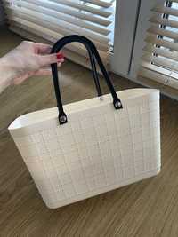 Biala torebka plastikowy koszyk shopper bag na zakupy