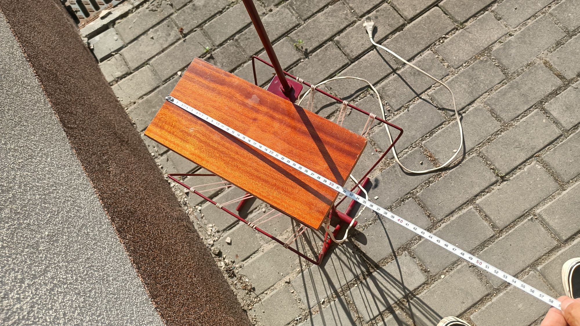 Lampa Stojąca Stolik Gazetownik PRL metalowa 160 cm stara vintage