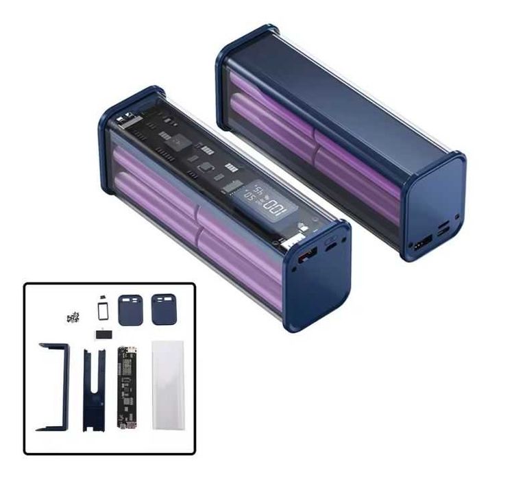 Корпус - кейс прозорий для Power Bank 25600 mah (синій, сірий) - 4шт