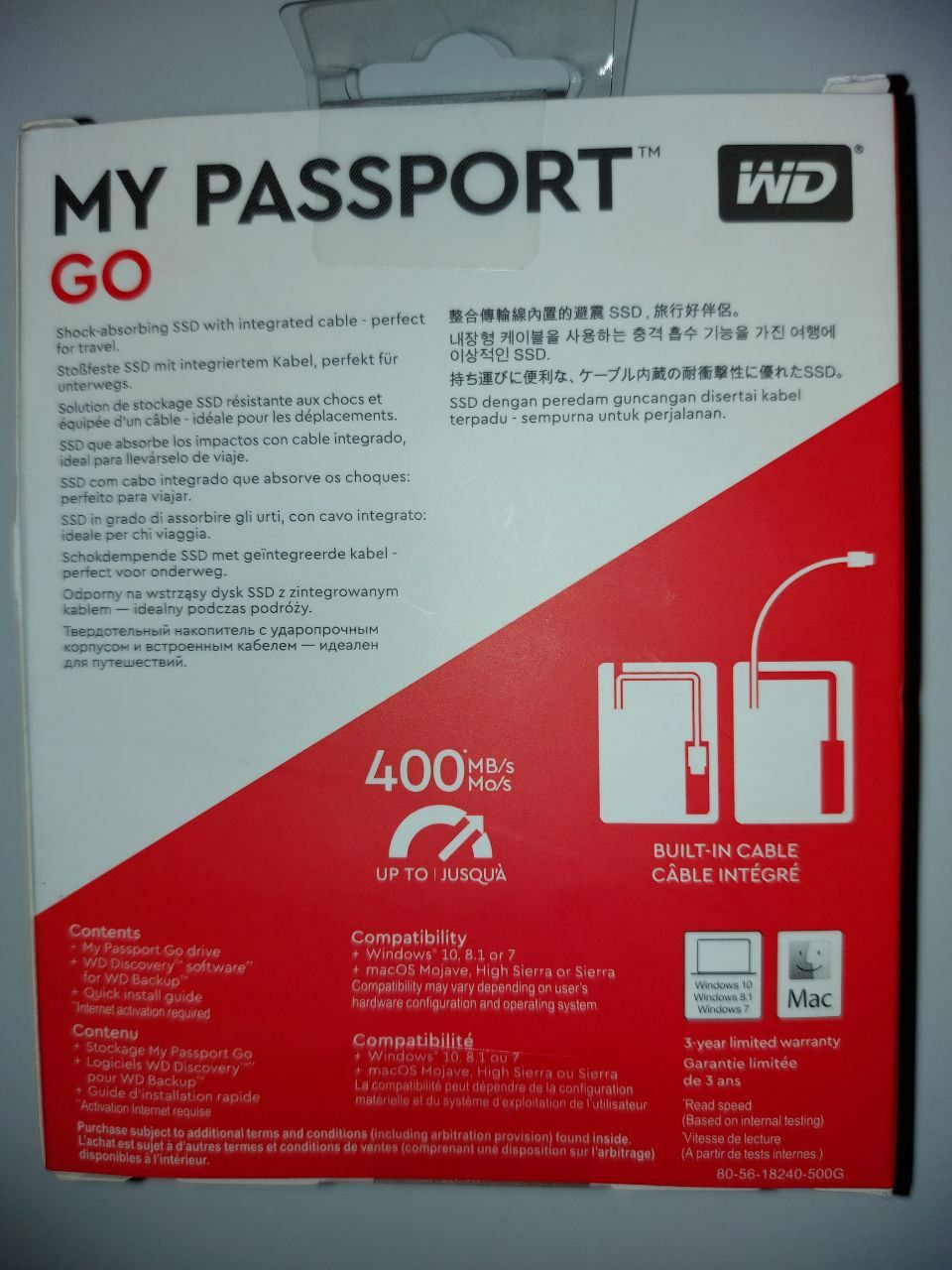 SSD 2.5" USB 500GB WD My Passport Go Blue (WDBMCG5000ABT-WESN)