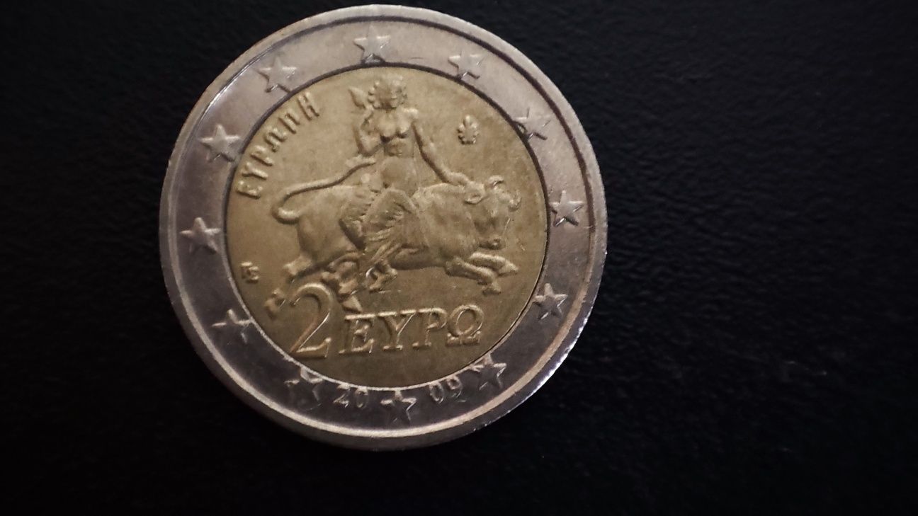 Moeda de 2 euros da Grécia defeito de cunhagem