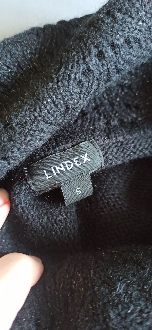 Sg Czarny sweter damski 36 , S elegancki sweter ze srebrną nitką 36 ,