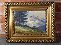 Obraz olejny na desce A.E.Krundner Krajobraz górski