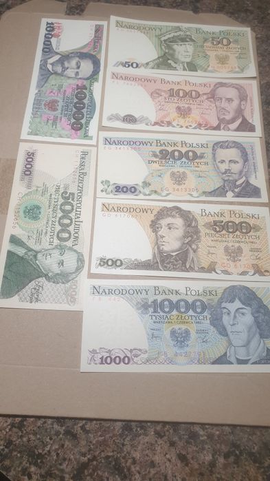 Banknoty PRL 7 sztuk zestaw