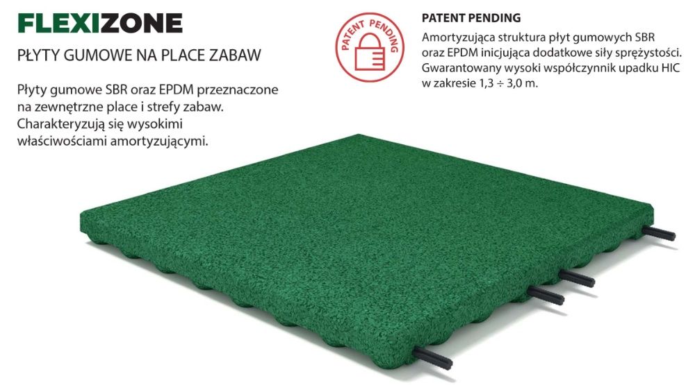 Nawierzchnia placu zabaw PŁYTY 40mm jednobarwna SZARA; HIC 1,3; TÜV