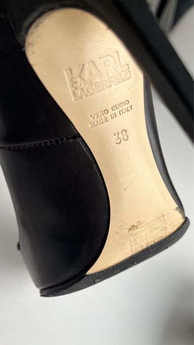 Karl Lagerfeld szpilki czarne rock pump 38 skóra skórzane