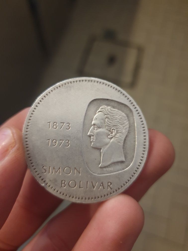 Moeda 10 bolivares Simon Bolivar 1973 em prata