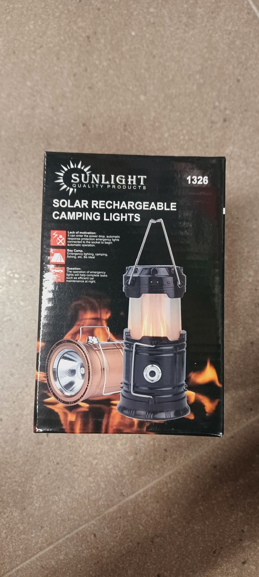 Lampa solarna biwak rozkładana