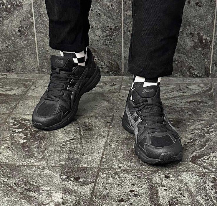 Мужские Кроссовки Асикс Гель черные сеточка Кросівки Asics Gel