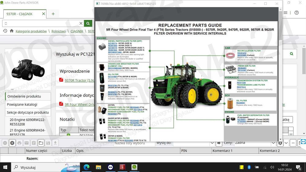 KATALOG CZĘŚCI John Deere Parts Maszyny Rolnicze Zdalna Instalacja PL