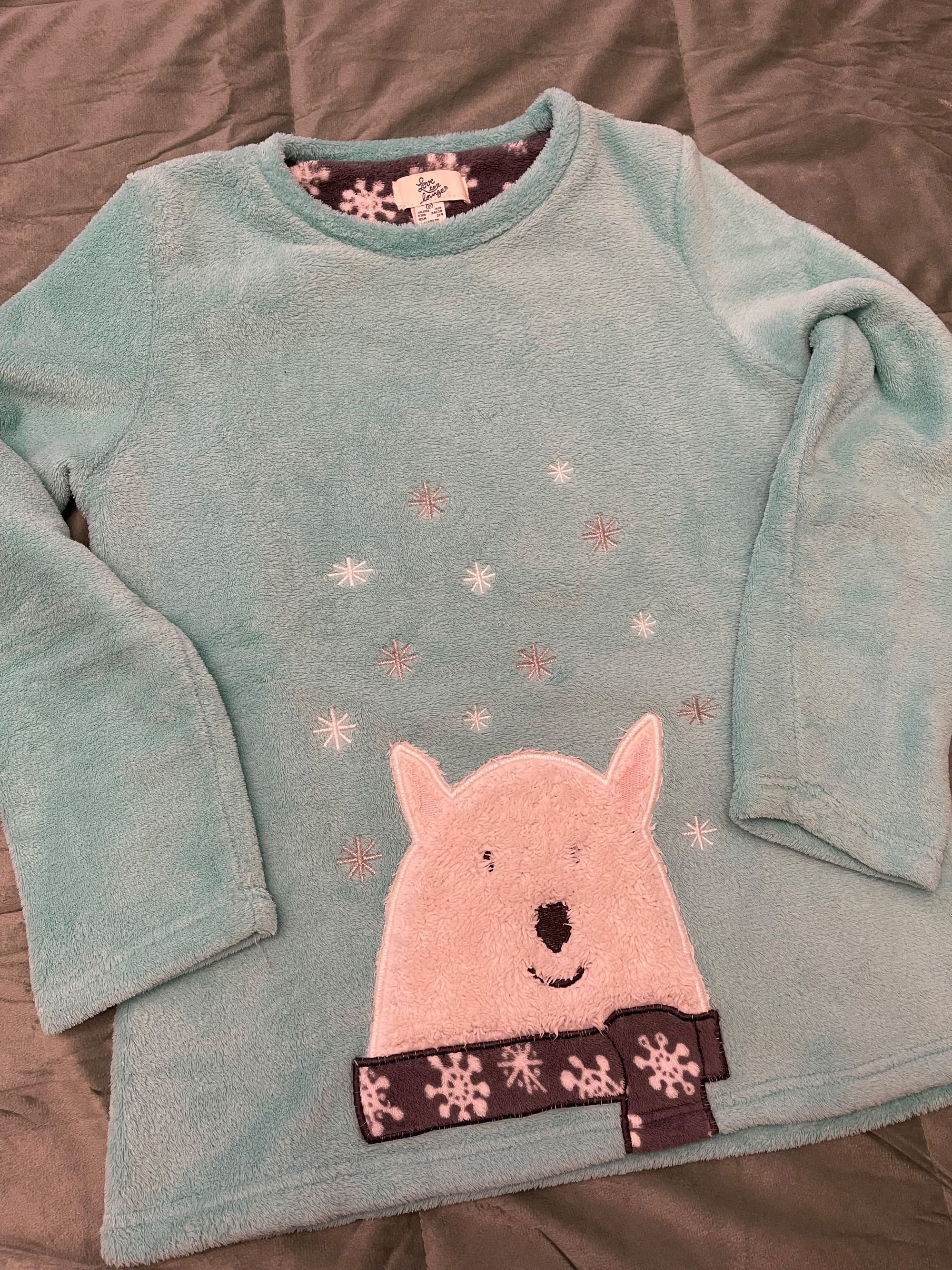 Pijama polar de inverno azul com urso polar