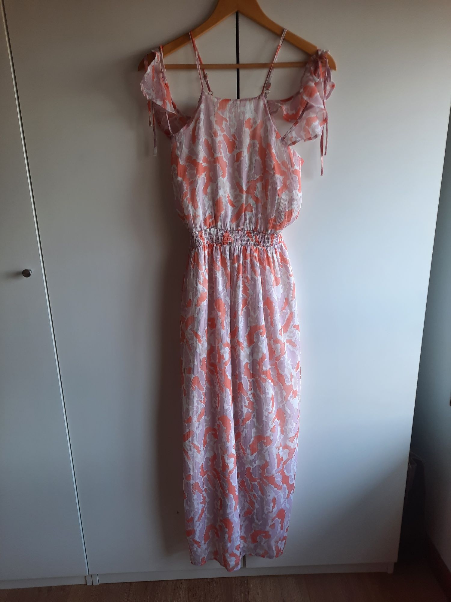 Vestido comprido lilás e coral da Tiffosi
