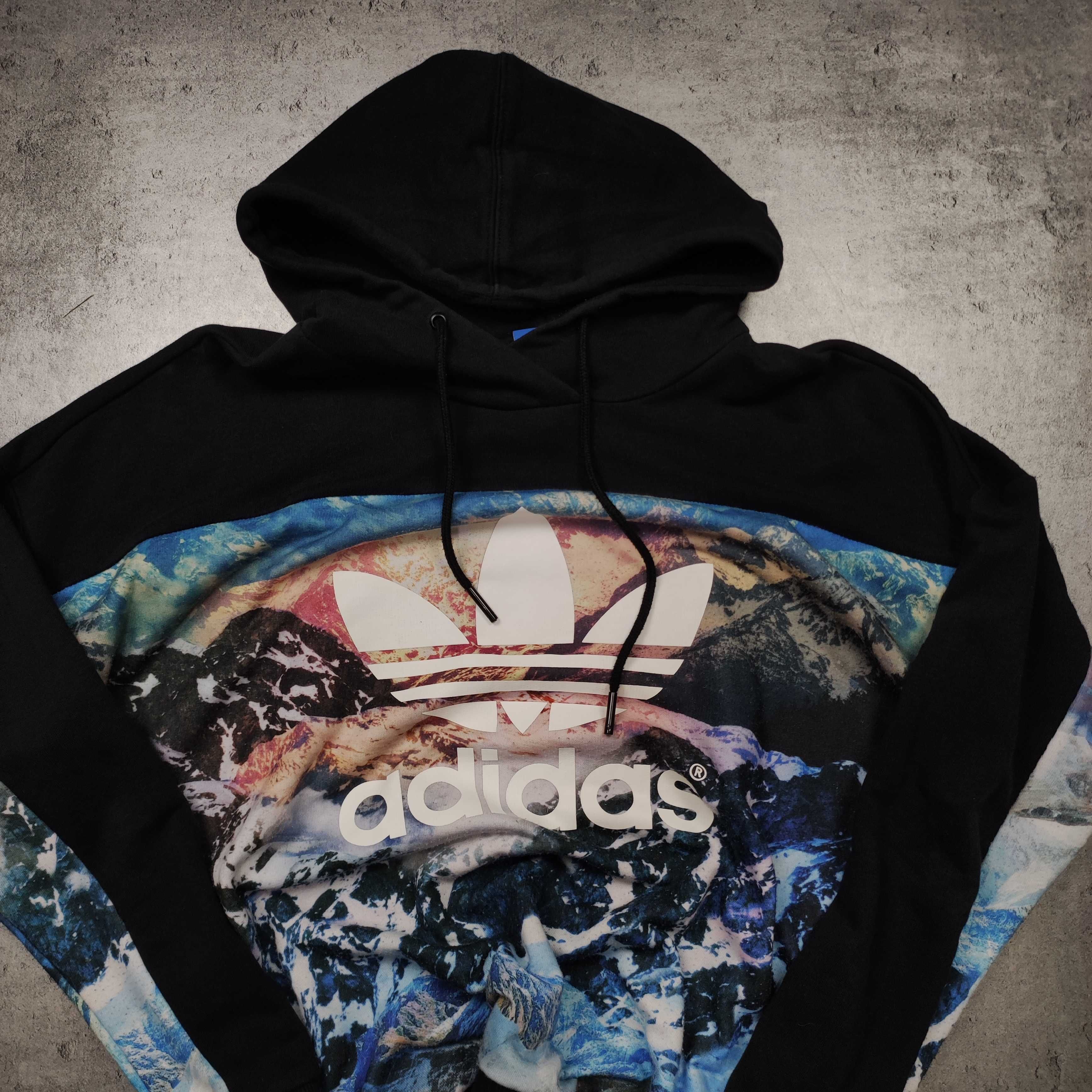 DAMSKA Bluza z Kapturem Hoodie Adidas Duże Logo Unikatowa Kolorowa