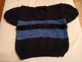 Sweter z krótkim rękawem robiony na drutach  rękodzieło M 38/40
