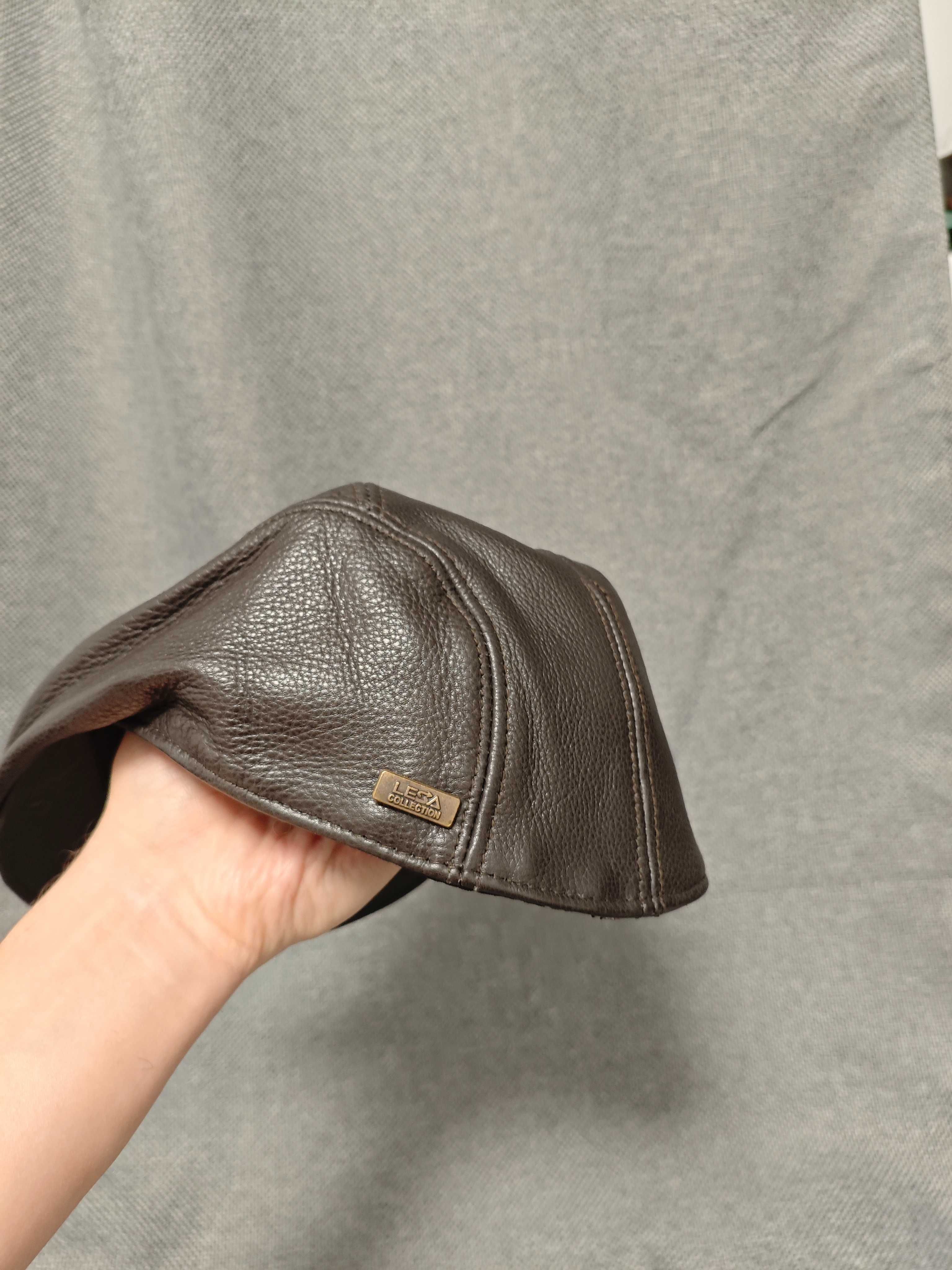 Lesa collection M кепка плоска шкіряна коричнева чоловіча картуз шкіра