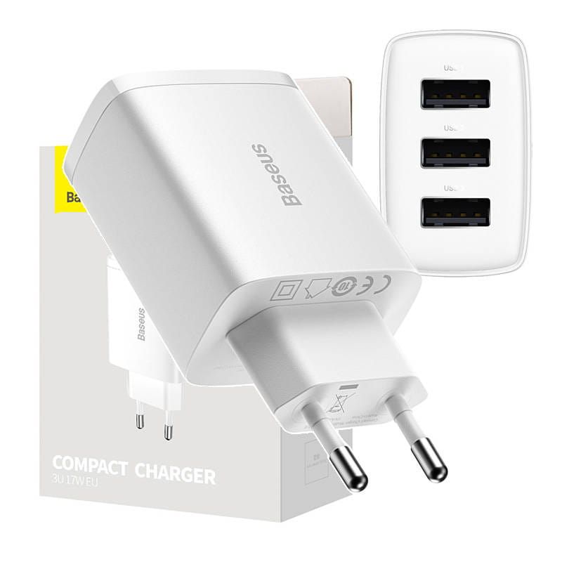 Baseus Compact Szybka Ładowarka Wieloportowa 3xUSB 17W Sklep Warszawa