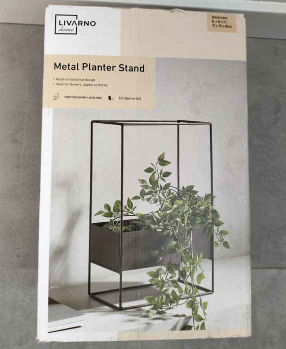 Kwietnik/Doniczka mała z metalową podstawą Livarno home 25x15x40 cm