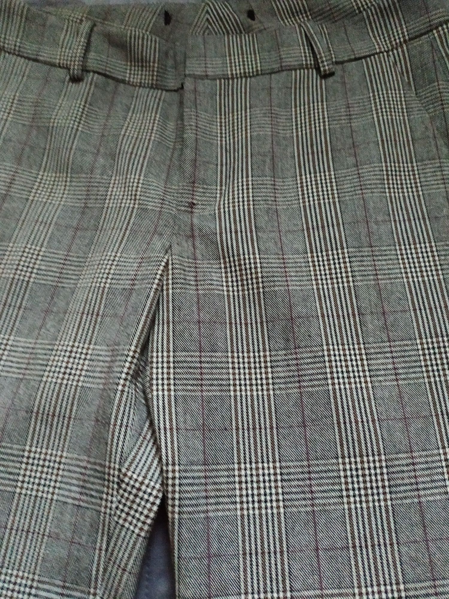 Spodnie damskie w kratę eleganckie r.M 38 pas 76 cm.