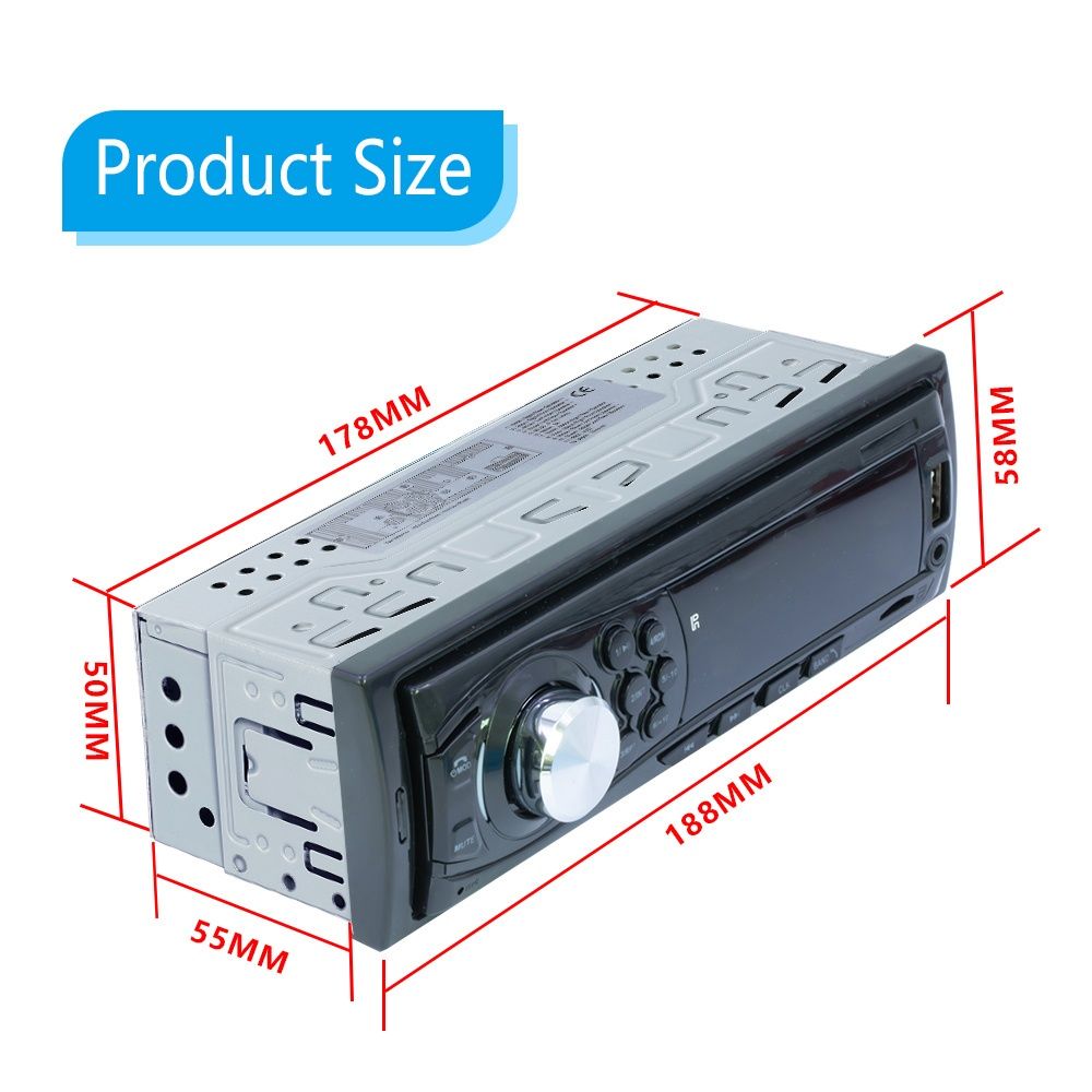 Rádio Universal 1din Bluetooth FM USB Cartão memória NOVO