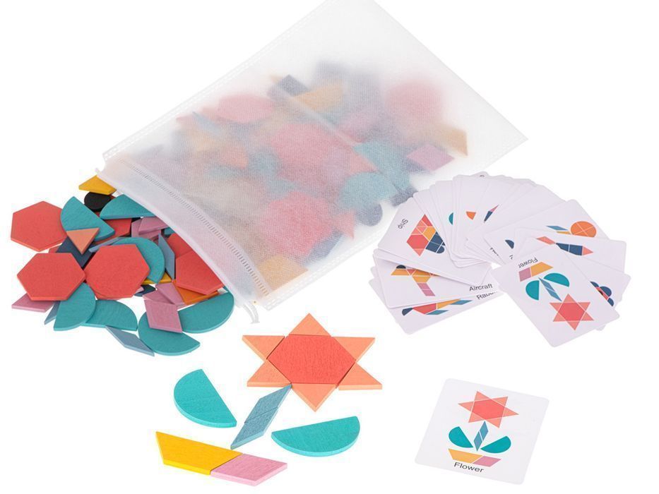 układanka klocki puzzle drewniane montessori 180 el.