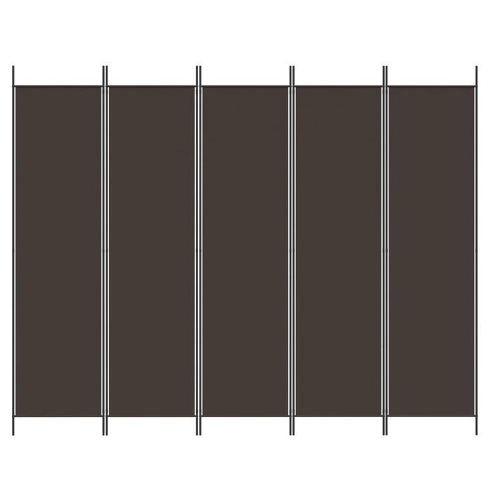 Parawan 5-panelowy Vidaxl, Brązowy, 250x200 cm