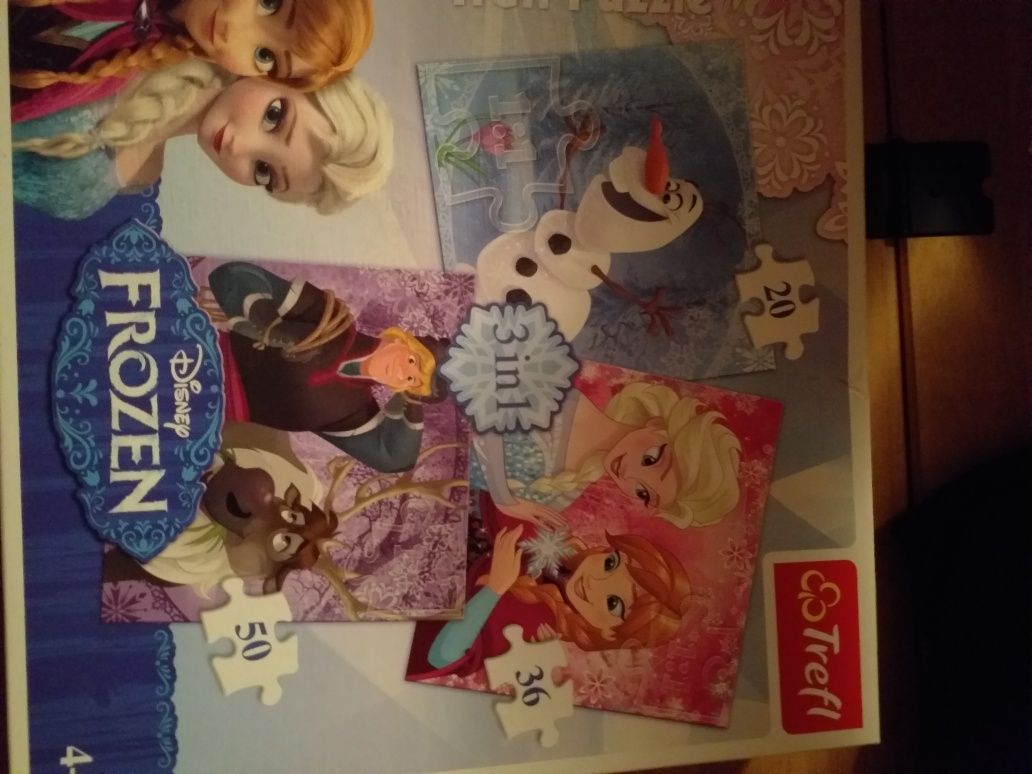 Puzzle 2x Księżniczki i Frozen 3 w 1