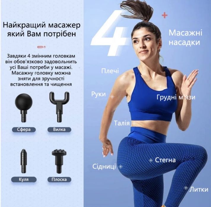 Масажний пістолет EasyFit Impact портативний перкусійний вібромасажер