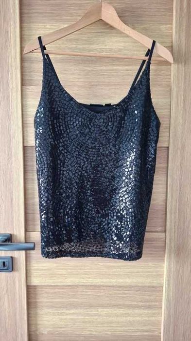 Cekinowy top czarny na ramiączkach r. 40