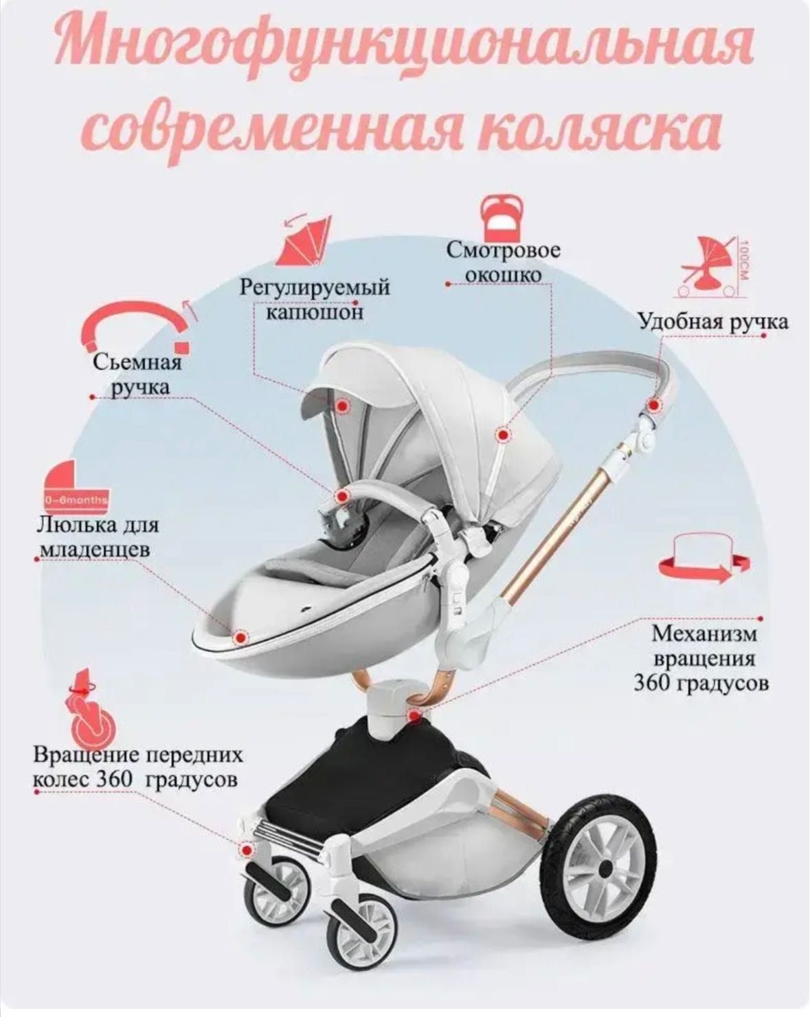 Оригінальна дитяча коляска 2в1 Hot Mom New 360 Light Brown